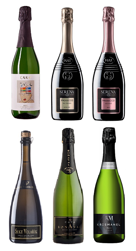 Degustační set Bublin Sekt 2x, Cava 2x, Prosecco 2x